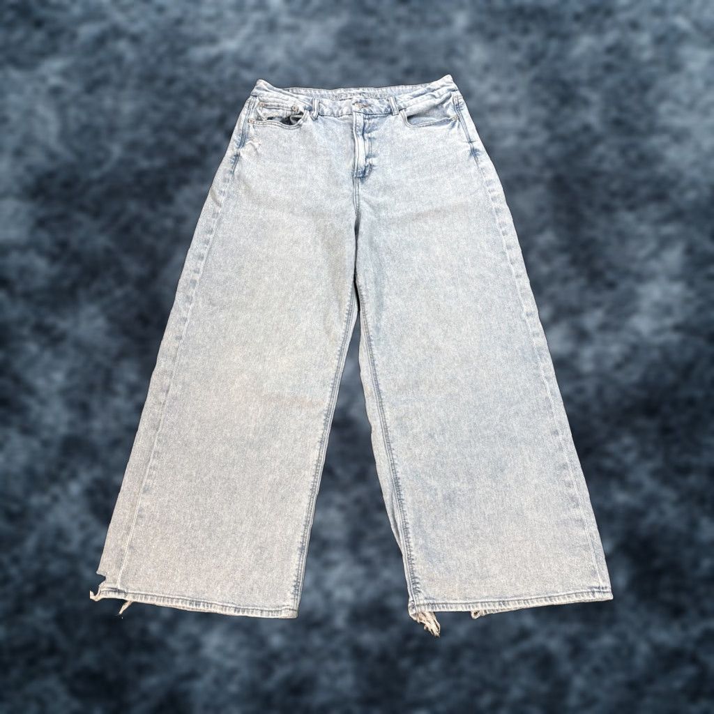 American Eagle Outfitters American Eagle Jeans Womens 14 Short Reg Blue Curvy Super High Rise Baggy Straight 90s Bohemian Grunge Mens Womens Girls Size 36" / US 14 / IT 50 - 1 Thumbnail