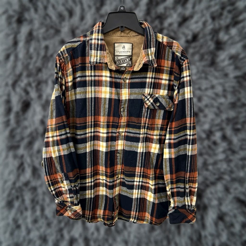 Vintage Legendary Whitetails Buck Camp Shirt Mens Large Orange Plaid Flannel Button-Down Shirt Size US L / EU 52-54 / 3 - 1 Thumbnail