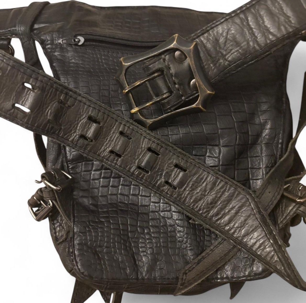 千*様 GINZI leather waist poach kmrii lgb KMRii X LGB STUDDED LEATHER CROSSBONES POUCH BELT Archive KMRii