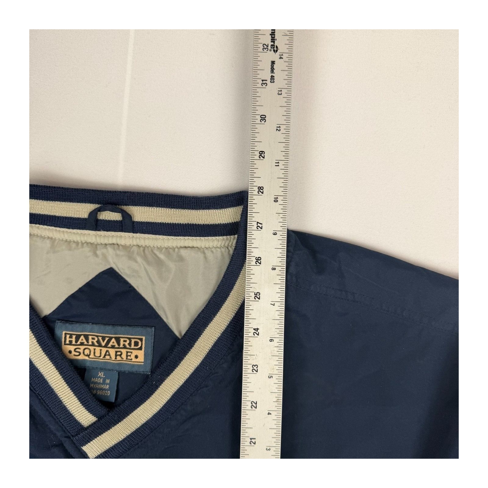 Vintage Harvard Square Men XL Navy Blue V-Neck Windbreaker Pullover Size US XL / EU 56 / 4 - 2 Thumbnail