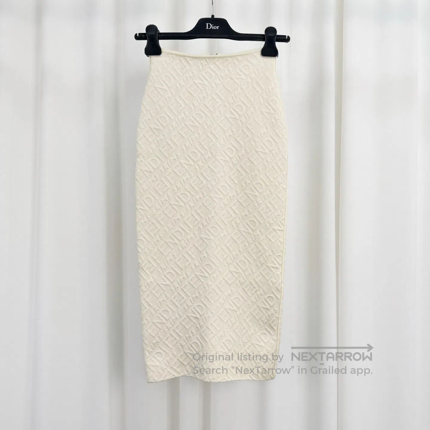Fendi FENDI Off-White All-Over Embossed Print Skirt| Size XS / US 0-2 / IT 36-38 - 1 Thumbnail
