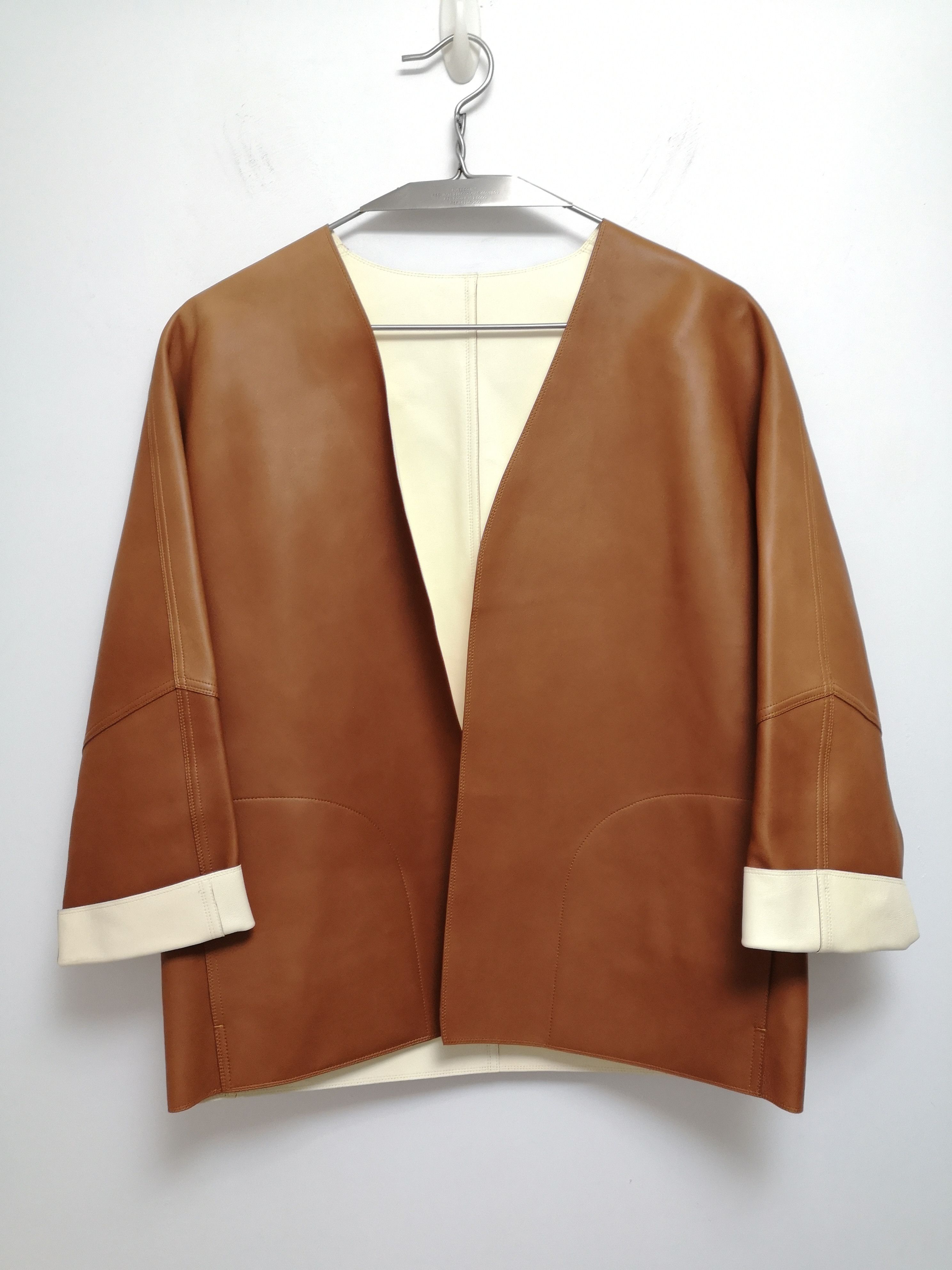 Loro Piana Reversible Touch Bonded Nappa Leather Kimono Style Jacket Size M / US 6-8 / IT 42-44 - 1 Thumbnail