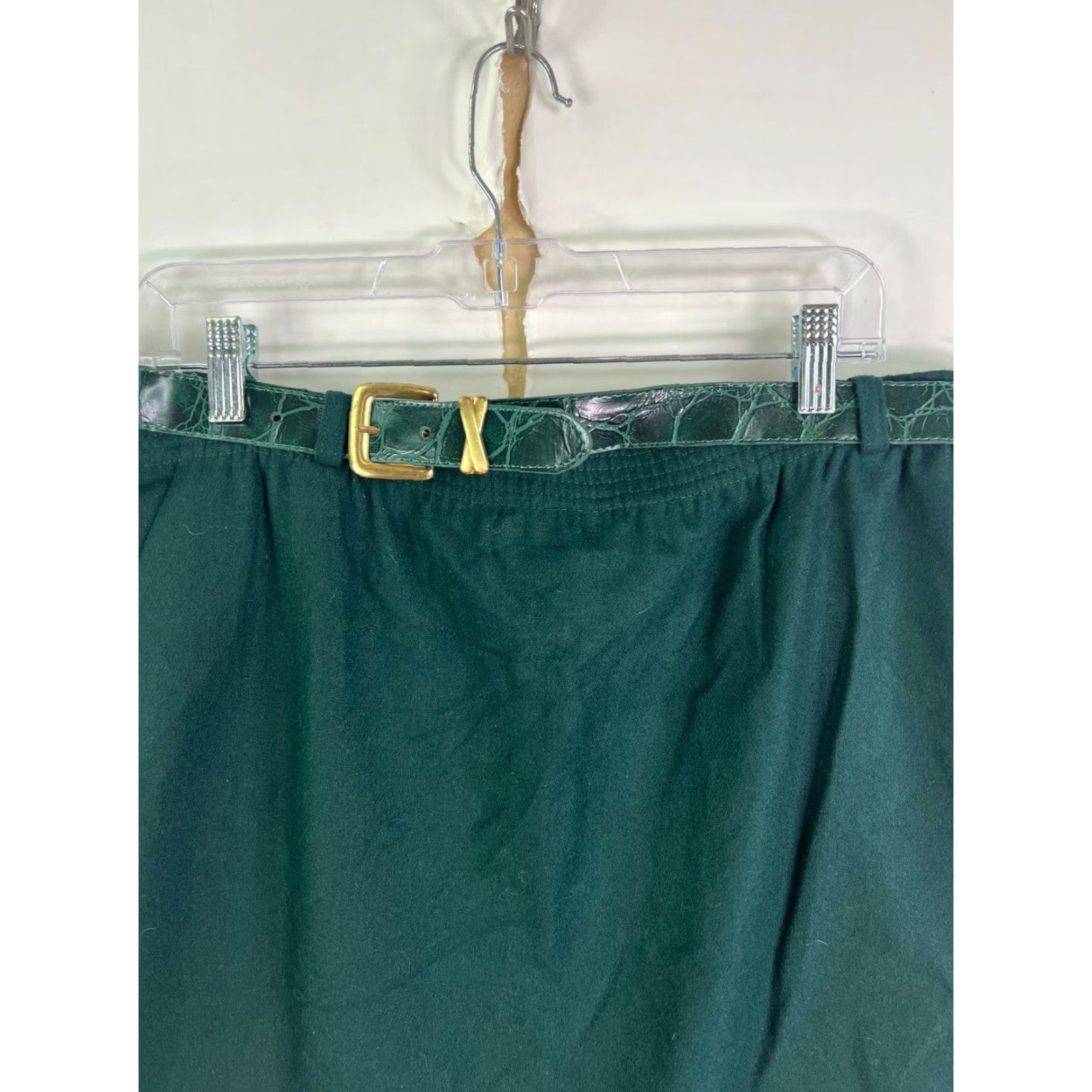 Vintage Koret Skirt Womens 18 Green Wool Vintage Midi Pleated Pockets 80s 90s NWT Size 40" / US 18 - 4 Thumbnail