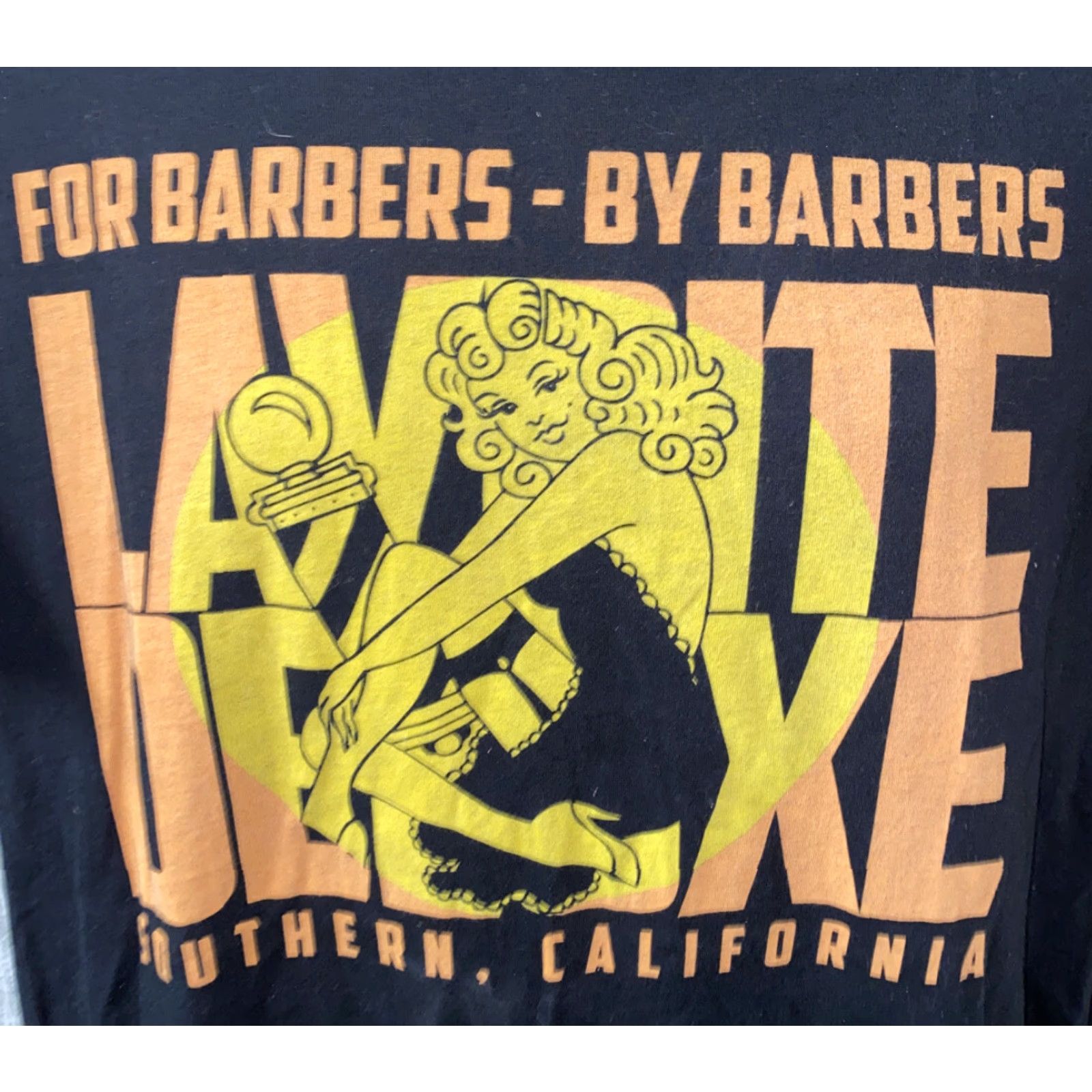 Vintage Layrite Barbers T-Shirt Mens Black Short Sleeve XL Cotton Shirt Size US XL / EU 56 / 4 - 2 Thumbnail