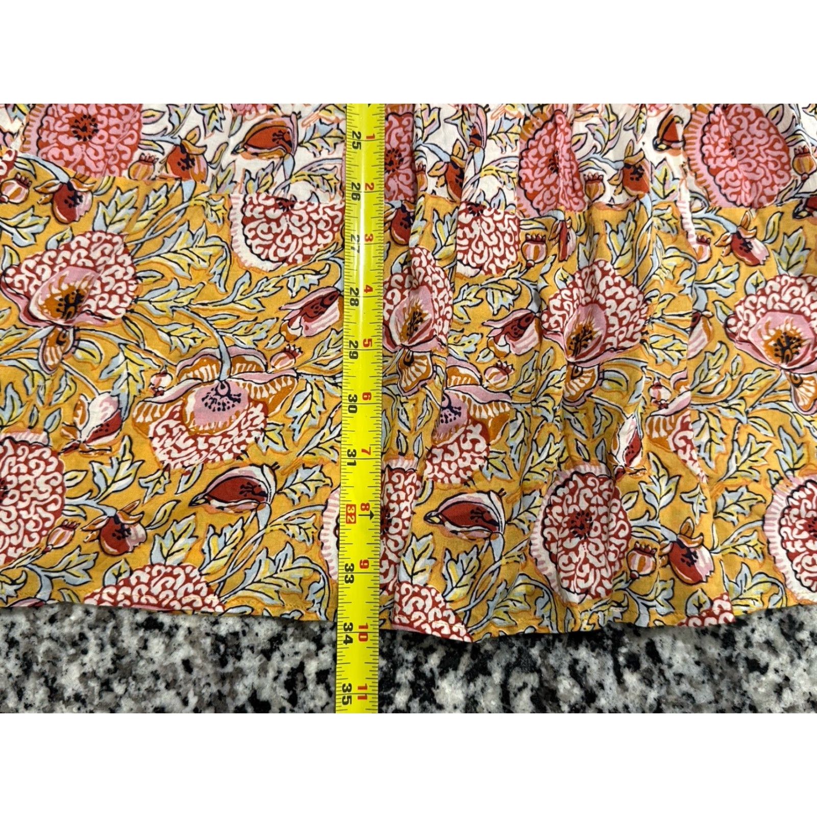 ba&sh BA&SH Valia Mini Dress Ocre Floral V-Neck Short Sleeve Zip Button Multicolor Boho S Womens Size S / US 4 / IT 40 - 5 Thumbnail
