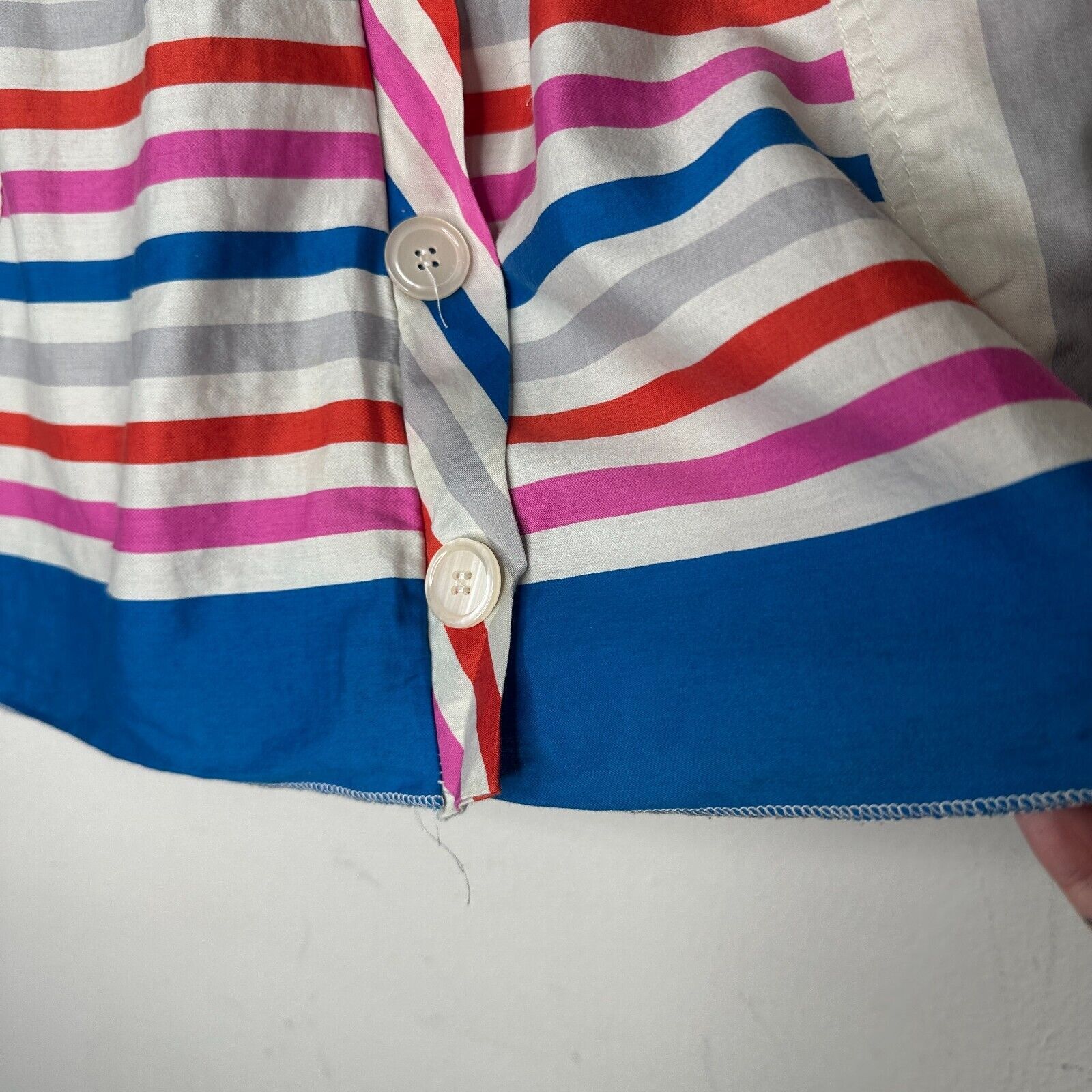 Other Nautical Blue Pink Stripe Button Front Pockets Mini Skirt S Size 27" / US 4 / IT 40 - 4 Thumbnail