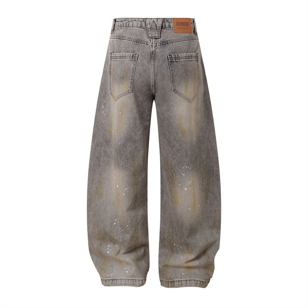 Japanese Brand × Vintage Punk men's ink-splashed distressed scimitar jeans Size US 32 / EU 48 - 3 Thumbnail