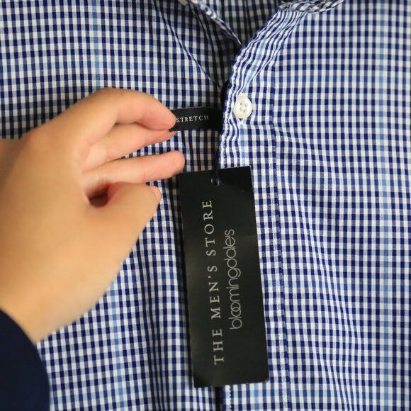 Bloomingdale's The Men's Bloomingdale's Gingham Button Down Stretch Fabric Size US L / EU 52-54 / 3 - 7 Thumbnail