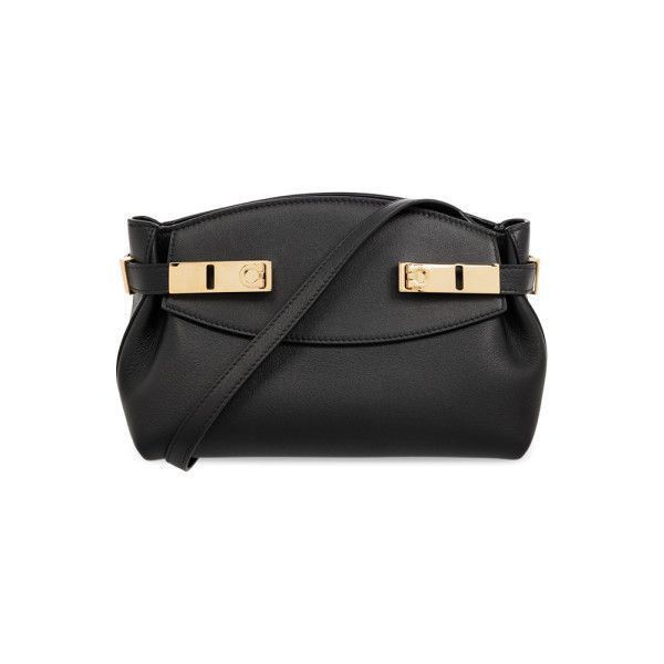 Salvatore Ferragamo Gold Logo Hug Soft Clutch Crossbody Bag Black Size ONE SIZE - 1 Thumbnail