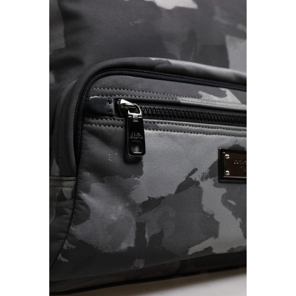 Dolce & Gabbana Dolce & Gabbana Gray Cotton Camouflage Logo Plaque Backpack Size ONE SIZE - 8 Thumbnail