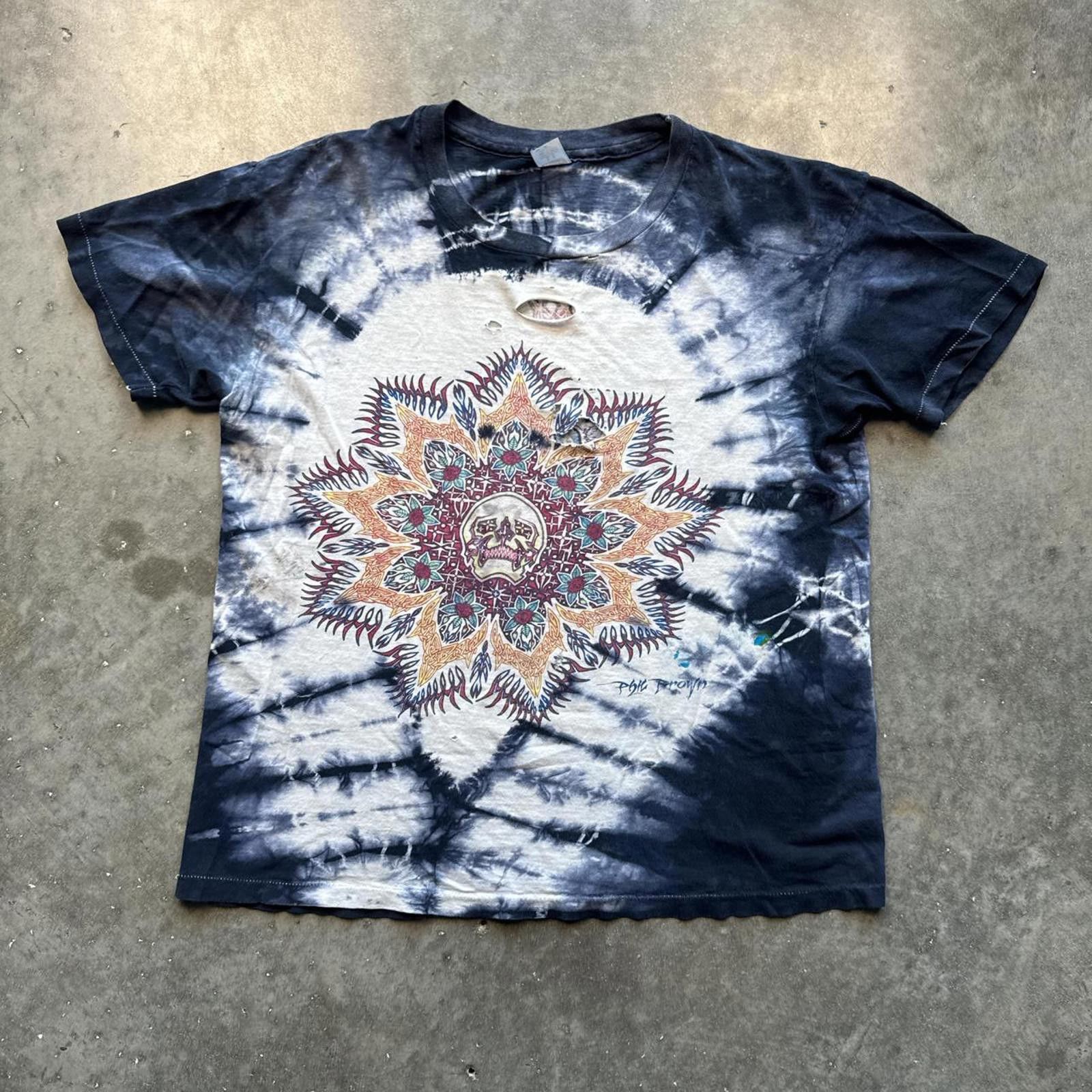 Hanes Phil Brown X Miko Vintage 1986 Skull Flower 80’s T-Shirt Size US L / EU 52-54 / 3 - 1 Thumbnail