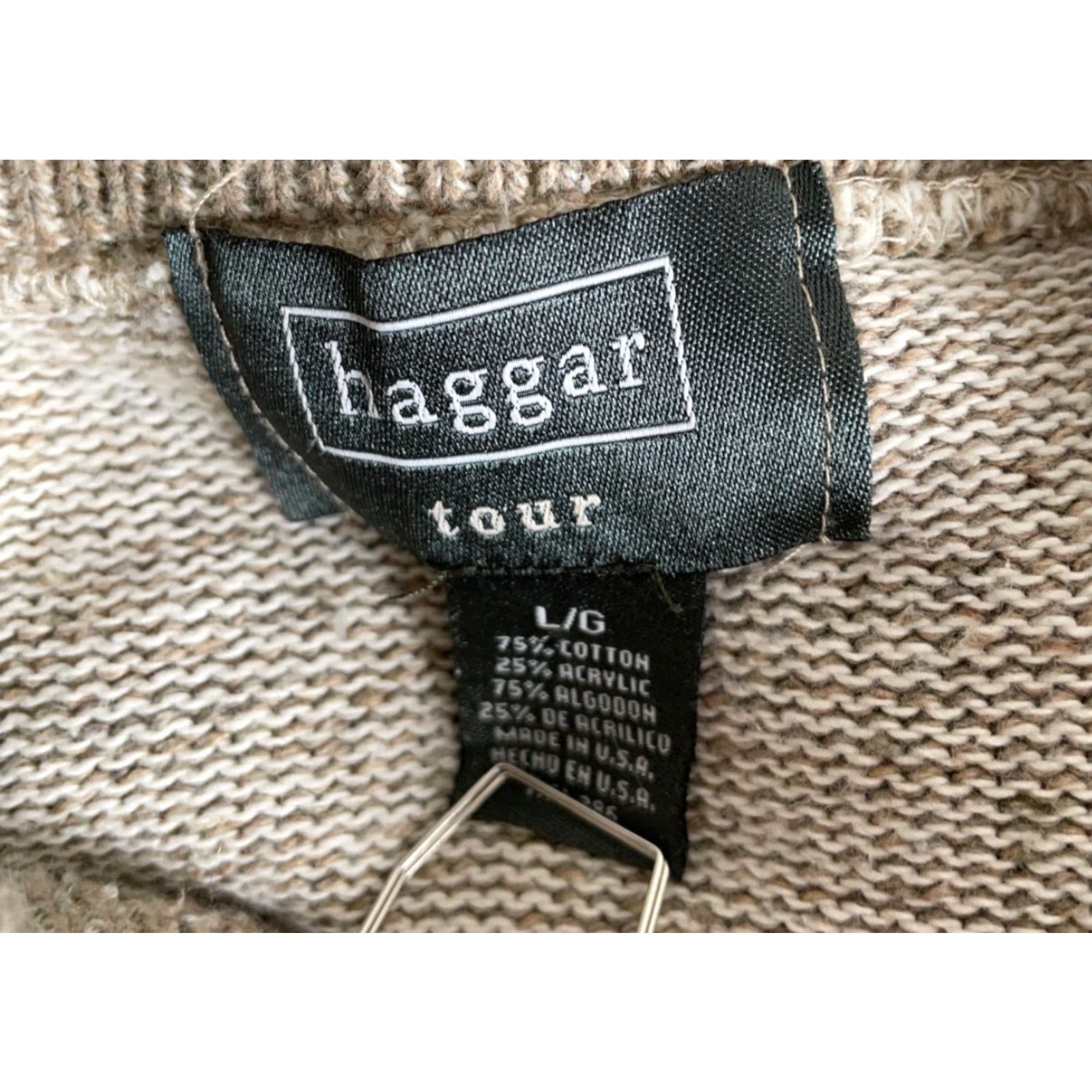 Haggar VINTAGE Haggar Tour Golf Motif Sweater Adult Large Beige Heavyweight Knit Pullover Crew Neck Mens Regular 90s Size US L / EU 52-54 / 3 - 3 Thumbnail