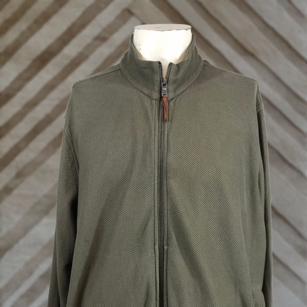 Banana Republic Banana Republic Mens XXL Olive Green Textured Cotton Full Zip Mock Neck Sweater Size US XXL / EU 58 / 5 - 1 Thumbnail