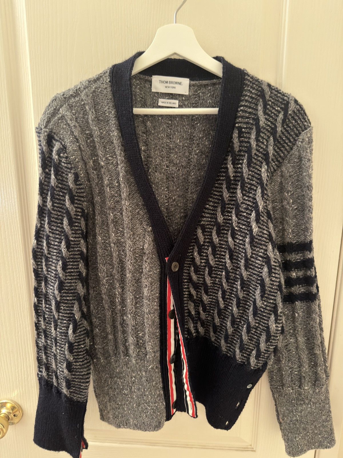 Thom Browne Thom Browne Gray 4-Bar Cardigan Size US M / EU 48-50 / 2 - 2 Thumbnail