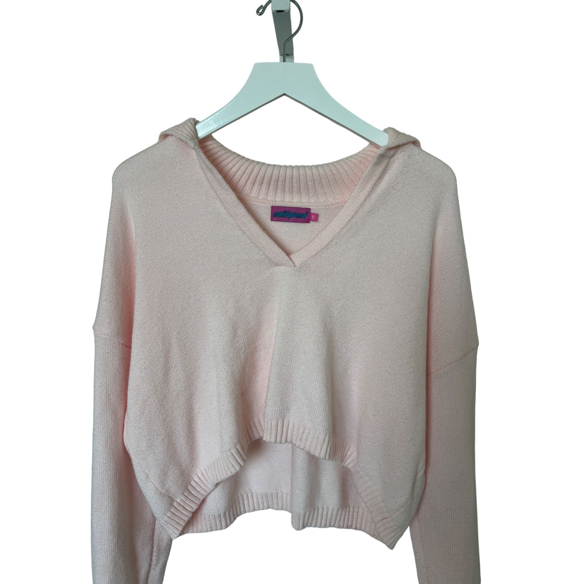 Nordstrom Edikted Marcie Johnny Collar Light Pink Oversize Crop Sweat Size XS / US 0-2 / IT 36-38 - 5 Thumbnail
