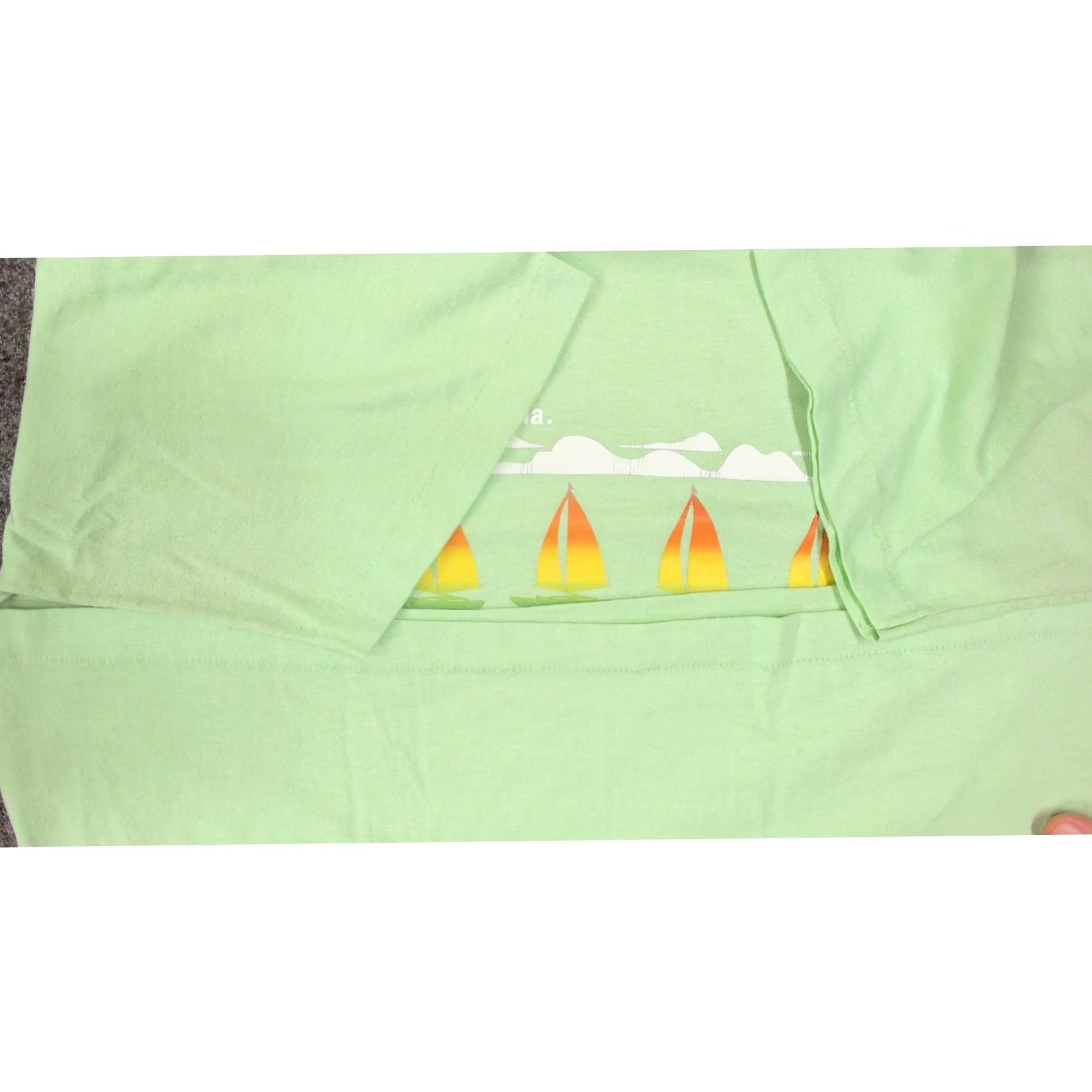 Velva Sheen VINTAGE Velva Sheen T-Shirt Ft Walton Beach Florida Sailboat Pastel Green 70s Sailboat Graphic Mens L Size US L / EU 52-54 / 3 - 7 Thumbnail