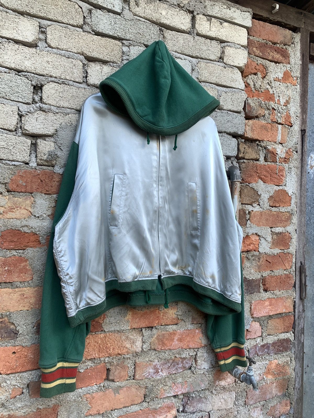 45rpm × Japanese Brand × Vintage Vintage 45 Rpm Studio Oversized Cropped Hoodie Rasta Colour Size US XL / EU 56 / 4 - 12 Thumbnail