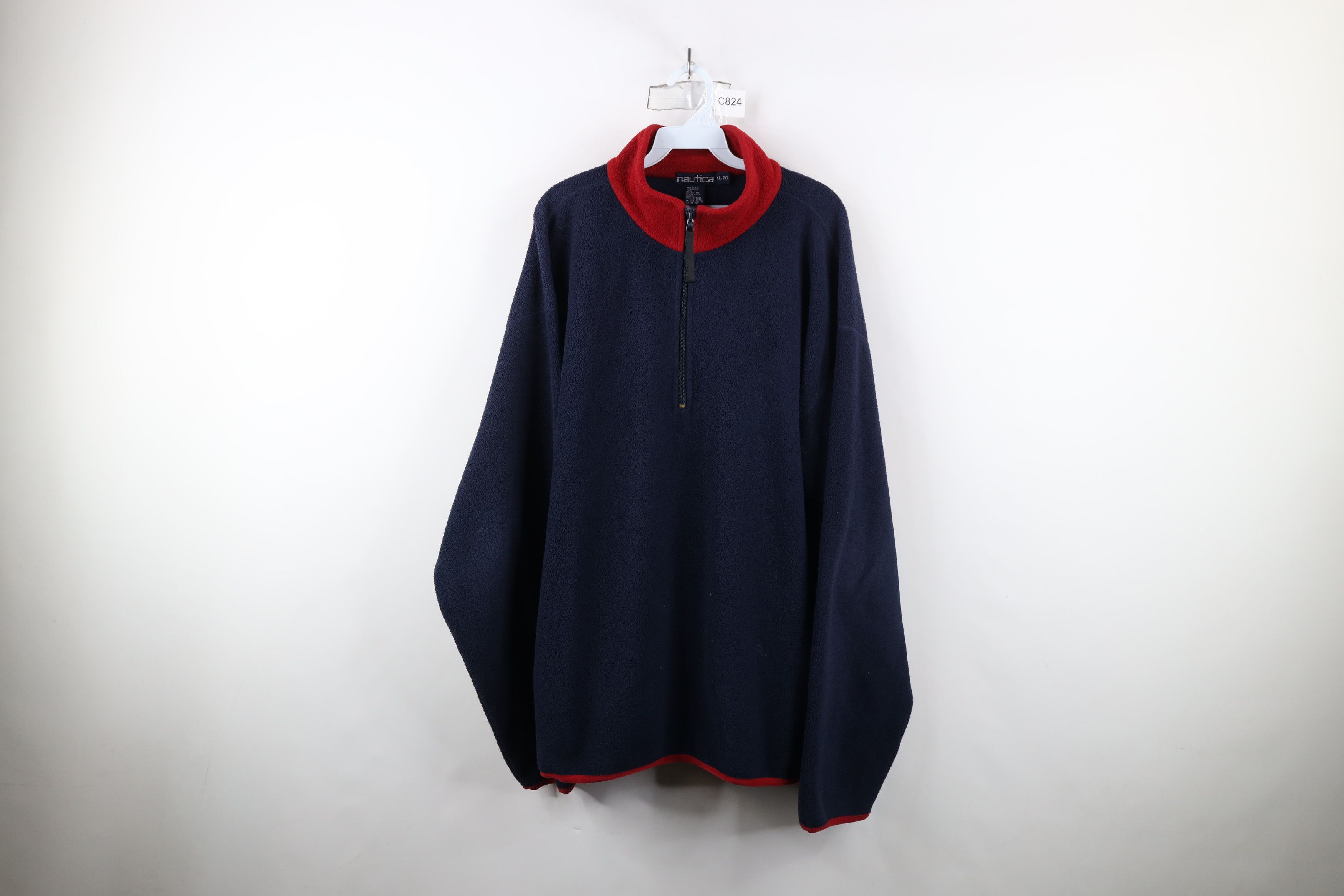 Nautica × Vintage Vintage 90s Nautica Spell Half Zip Fleece Sweater Blue USA Size US XL / EU 56 / 4 - 1 Thumbnail