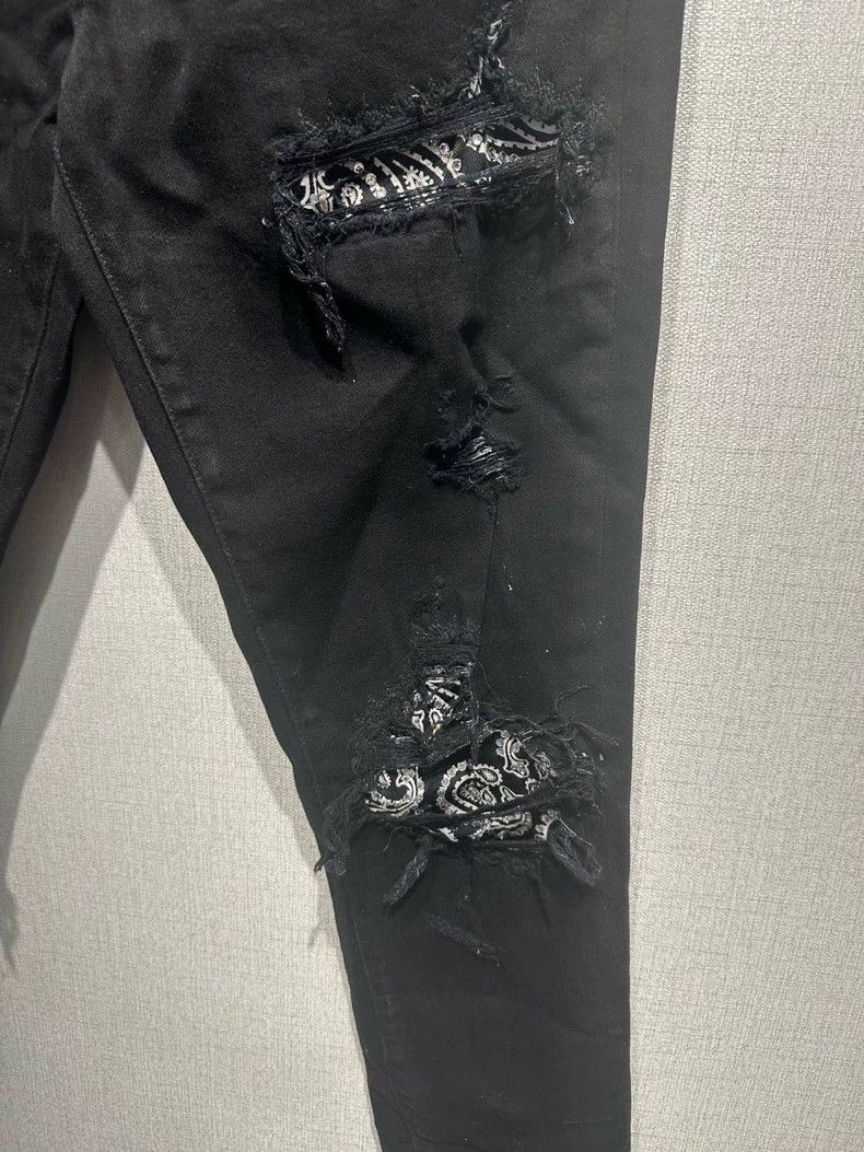 Amiri Amiri Black Cashew Flower Patch Diamond Jeans Size US 31 - 3 Thumbnail