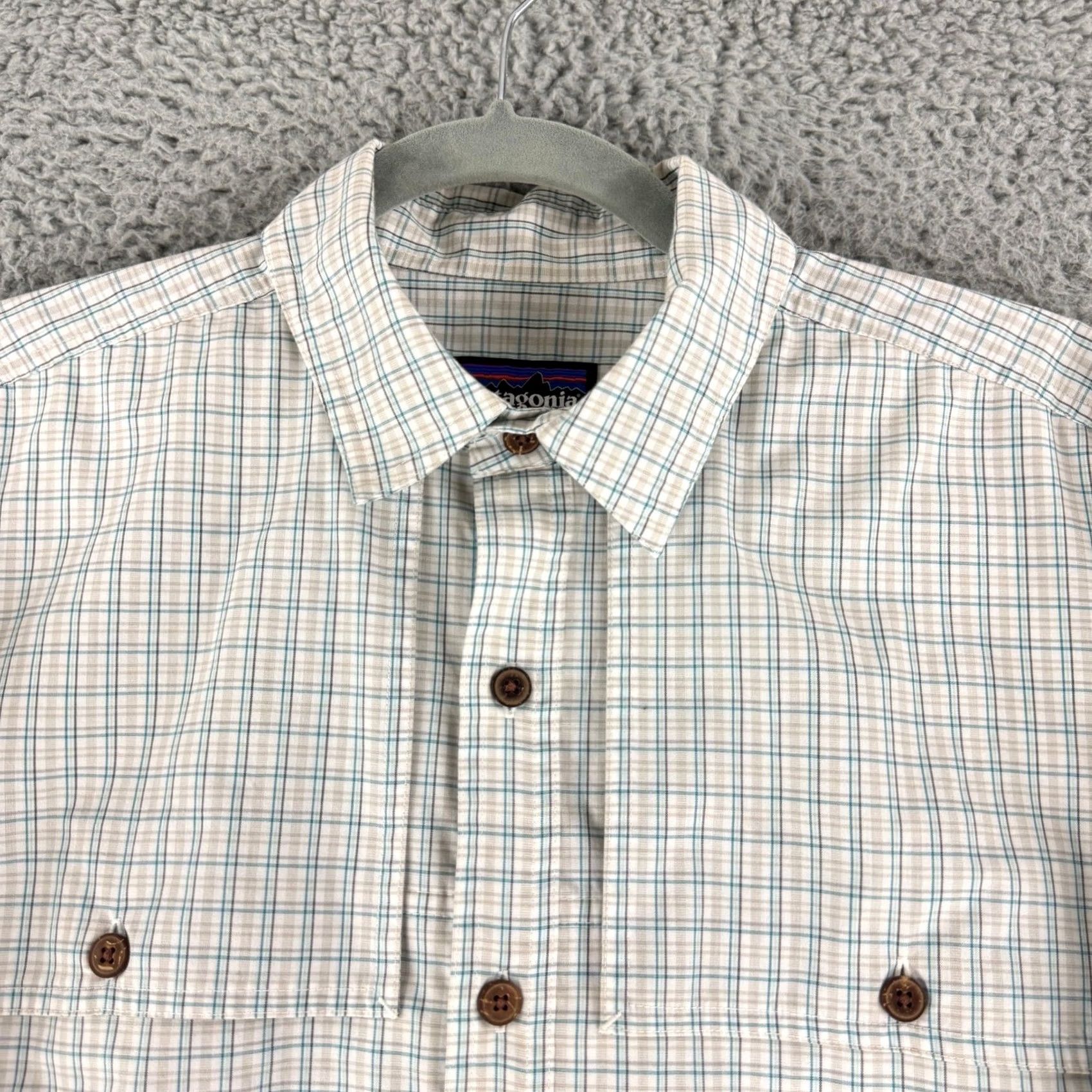 Patagonia Patagonia Shirt Men Medium Blue Tan Long Sleeve Plaid Button-Down Organic Cotton Size US M / EU 48-50 / 2 - 2 Thumbnail