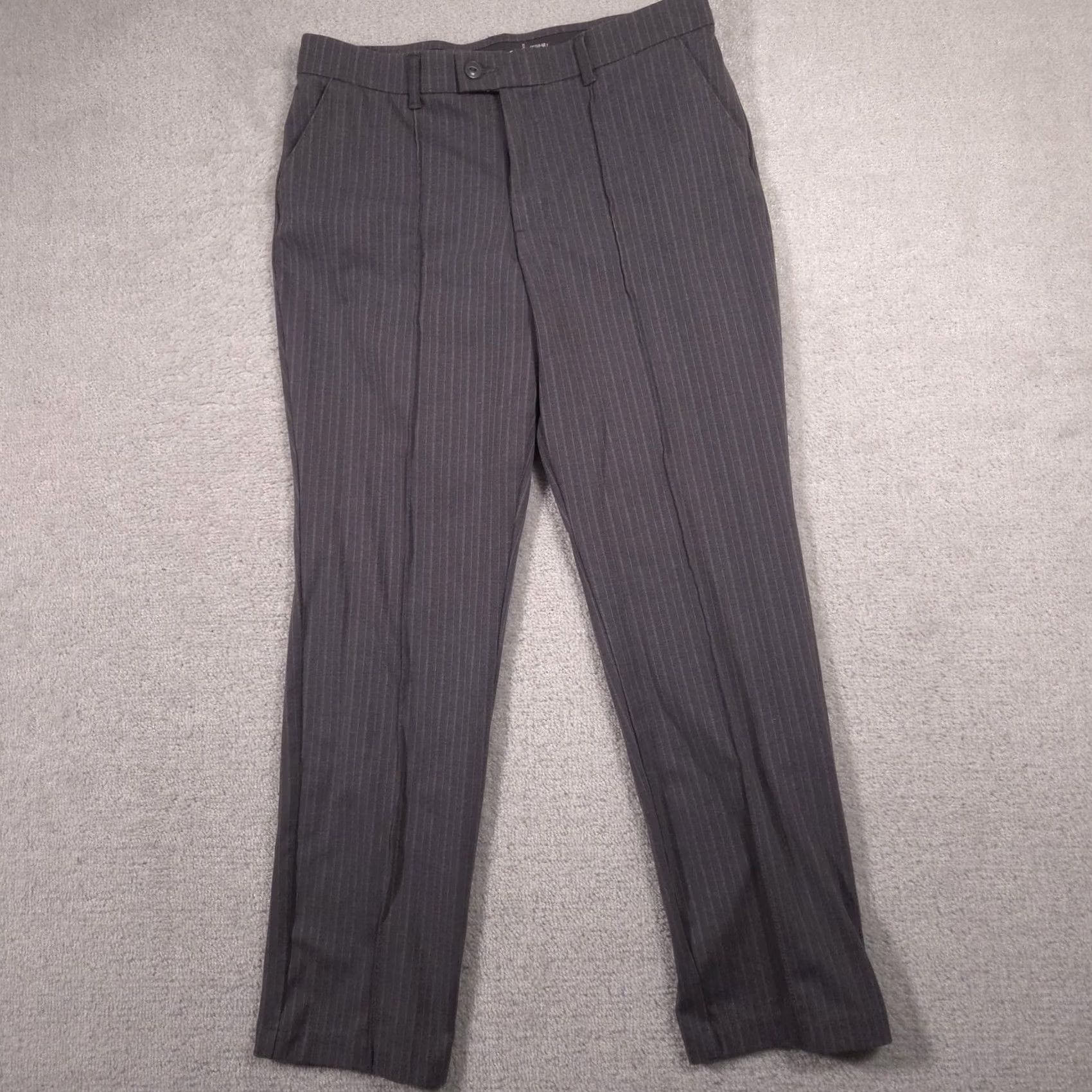 Lee Lee Pants Womens 12M Gray Pinstripe Flat Front Stretch Dress Slacks Business Size 34" / US 12 / IT 48 - 2 Thumbnail