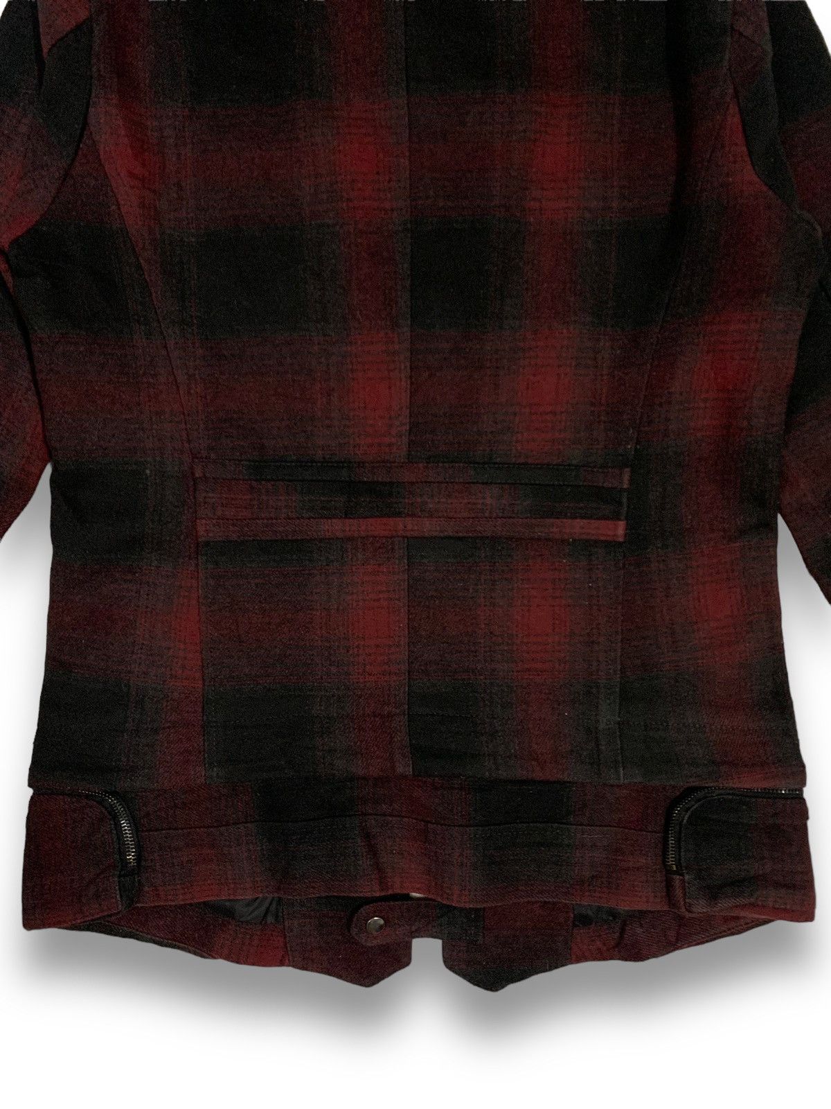 If Six Was Nine Vintage Black Baccara Checkered Faux Fur Hooded Punk Jacket Size US M / EU 48-50 / 2 - 18 Thumbnail