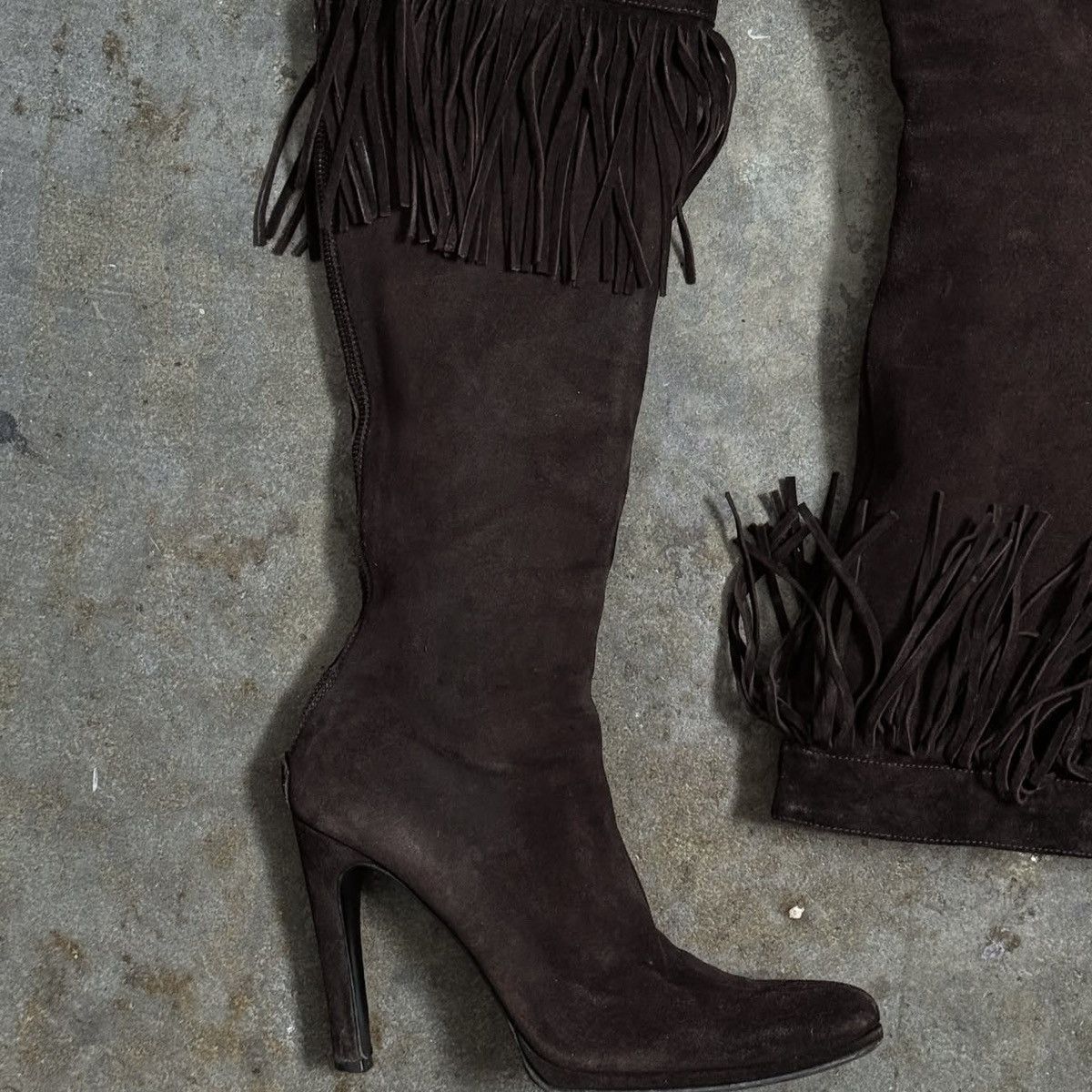 Helmut Lang HELMUT LANG KNEE HIGH SUEDE BOOT - BROWN - 37 Size US 7 / IT 37 - 2 Thumbnail