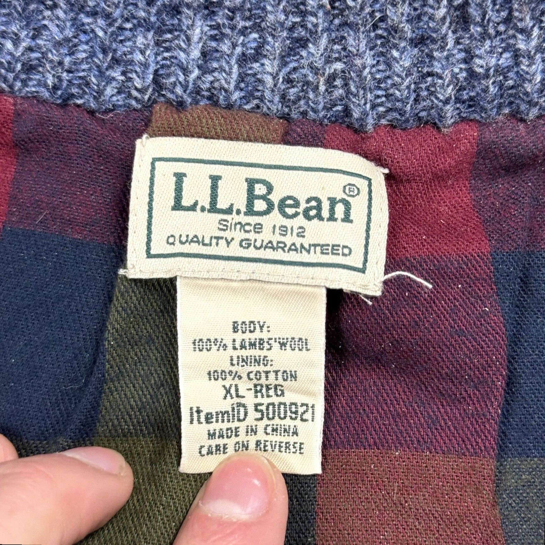 Vintage VINTAGE L.L. BEAN CLASSIC WOOL SWEATER FULL ZIP FLANNEL LINED BLUE XL OUTDOOR MEN Size US XL / EU 56 / 4 - 6 Thumbnail
