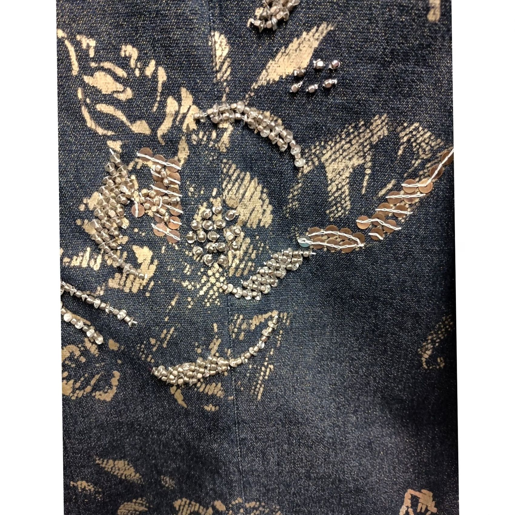 Vintage Chicos Jacket Womens Large Blue Denim Gold Floral Beaded BOHO Outdoor Size L / US 10 / IT 46 - 3 Thumbnail