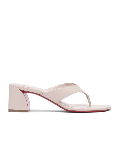 Christian Louboutin os11x0526 55mm Janetonga Leather Block-Heel Sandals in Ivory Size US 9 / IT 39 - 1 Preview