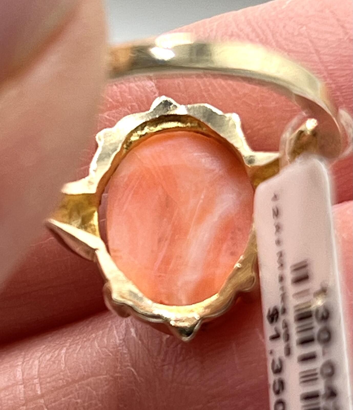 Other NWT 10K Gold Left-Facing Pink Coral Cameo Ring Size ONE SIZE - 5 Thumbnail