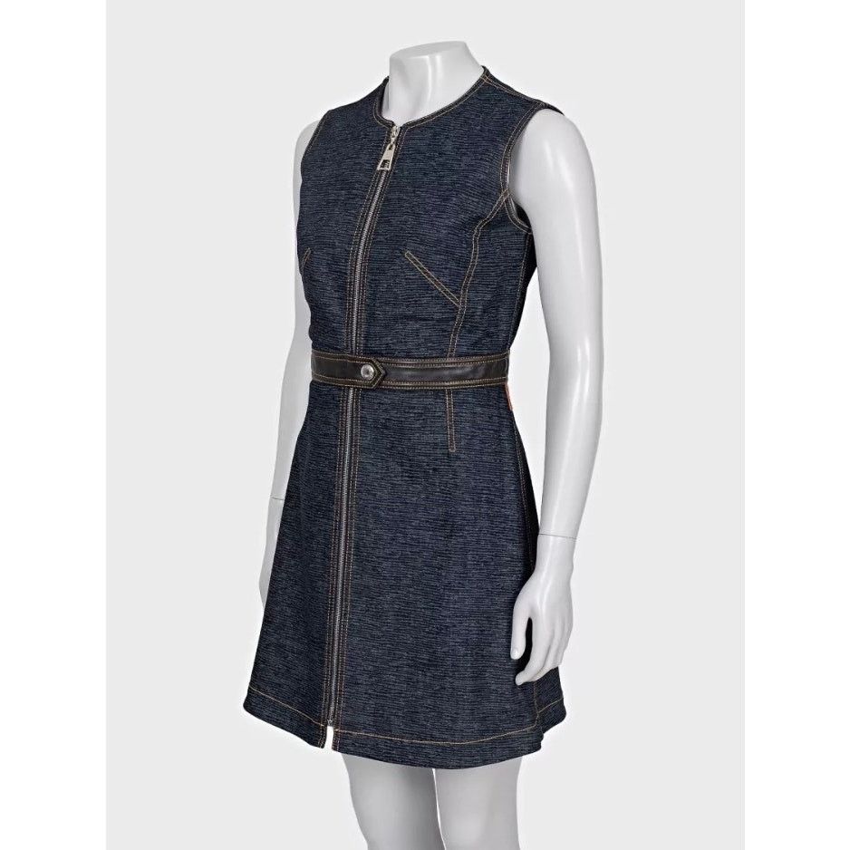Louis Vuitton Louis Vuitton Denim Dress with Chic Leather Trim Sz XS Size XS / US 0-2 / IT 36-38 - 2 Thumbnail