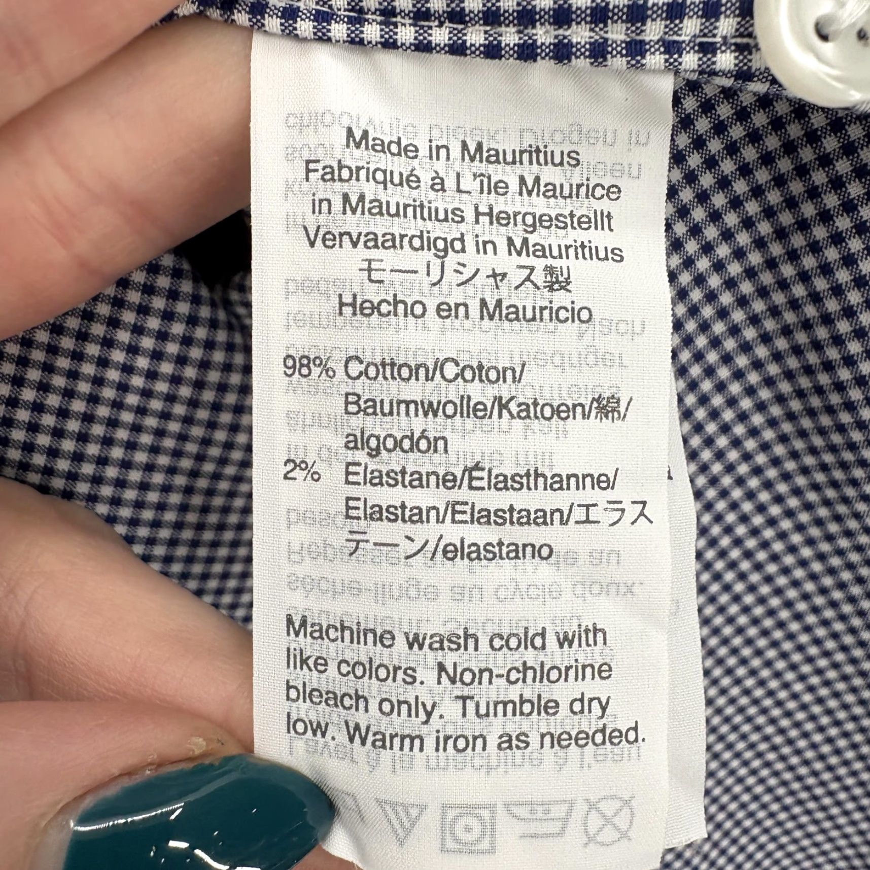 J.Crew J.CREW Ludlow Dress Shirt Mens 15.5 32/33 Blue Gingham Slim Stretch Business Shirt Size 42R - 5 Thumbnail