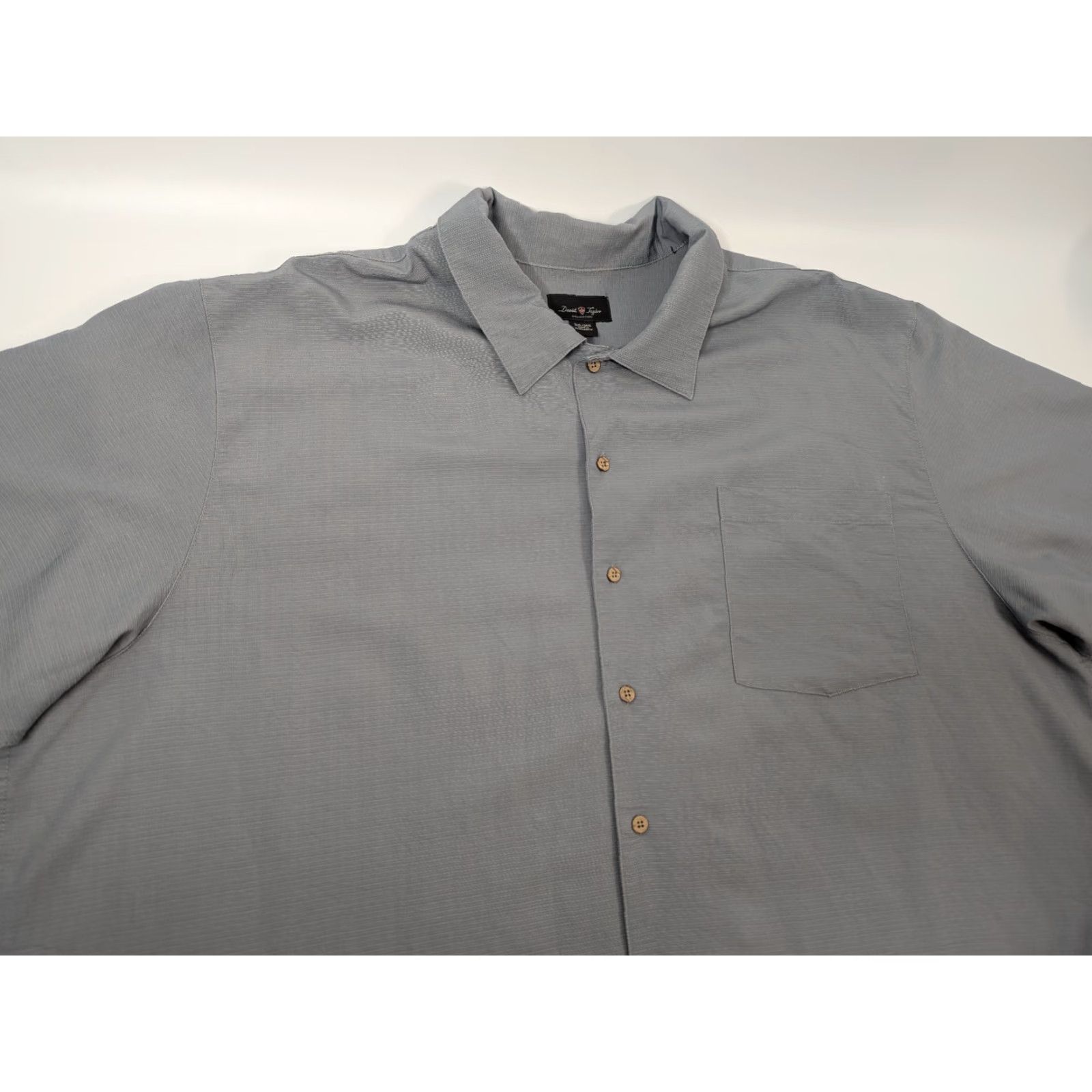 Vintage David Taylor Shirt Mens 3XL Gray Casual Button Polyester Rayon Camp Short Sleeve Size US XXL / EU 58 / 5 - 5 Thumbnail