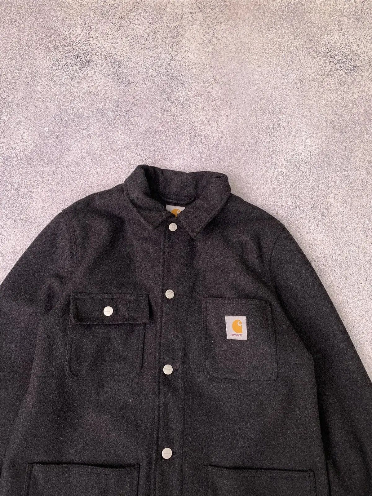 Carhartt × Vintage Vintage Carhartt woolen gil grey Coat Size US L / EU 52-54 / 3 - 6 Thumbnail