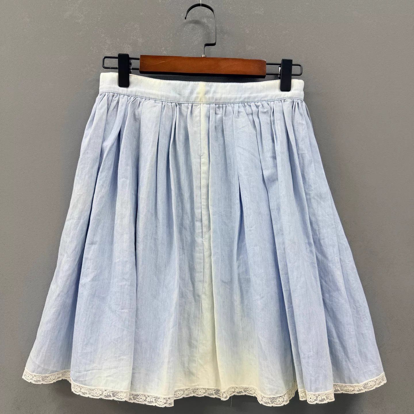 Miu Miu MIUMIU 99 Mist Blue Washed Lace Trim Mini Skirt 38 Size 26" / US 2 / IT 38 - 1 Thumbnail