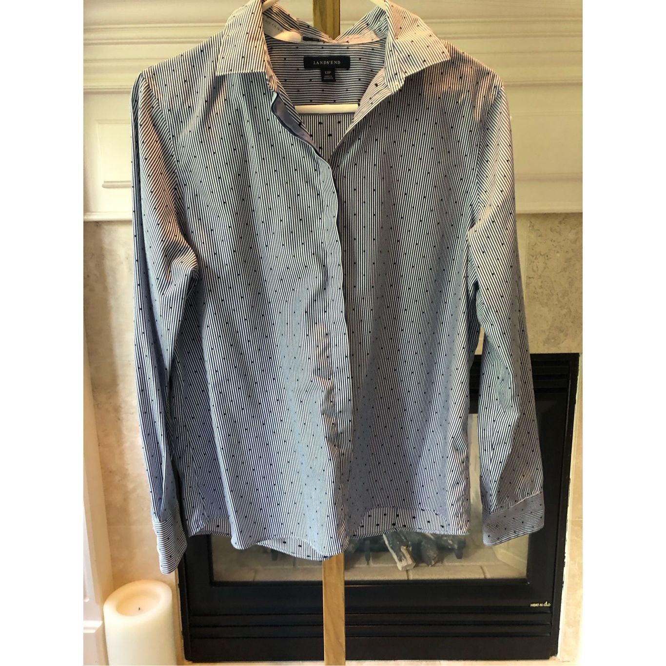 Lands' End Lands End Women’s Blue Striped Collared Button Up Long Sleev Size XL / US 12-14 / IT 48-50 - 1 Thumbnail