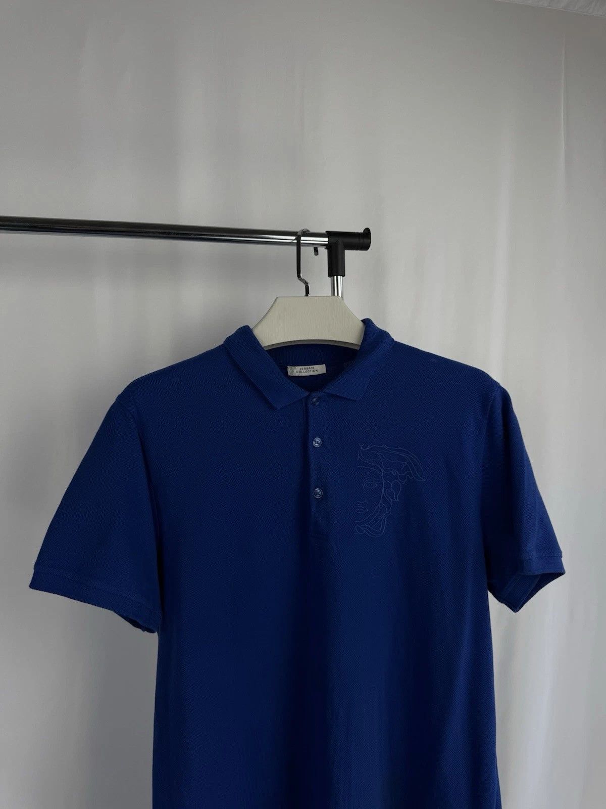 Versace Versace Men's Designer Polo – Blue with Embroidered Medusa Size US XL / EU 56 / 4 - 2 Thumbnail