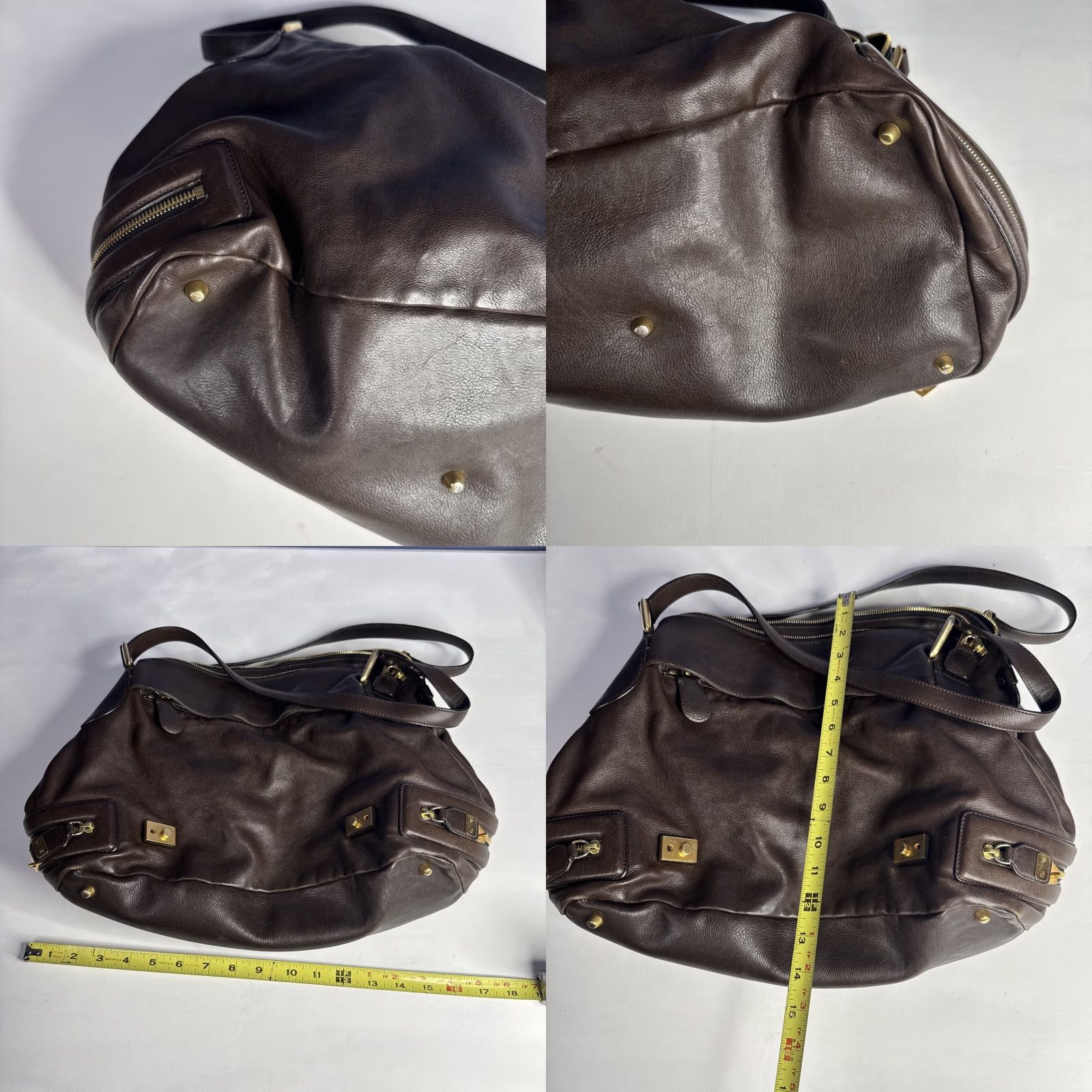 Vintage Chole Shoulder Bag Brown Leather Calfskin Cary Zipped Purse Gold Accents Women Medium? Size ONE SIZE - 10 Thumbnail