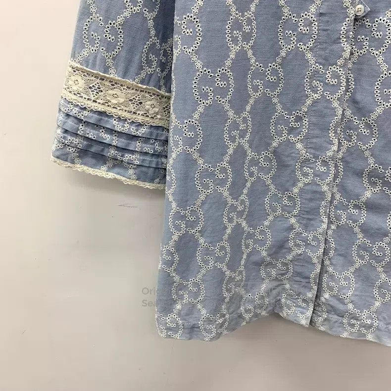 Gucci Gucci Light blue lace logo jacquad full-print cotton denim Size S / US 4 / IT 40 - 4 Thumbnail