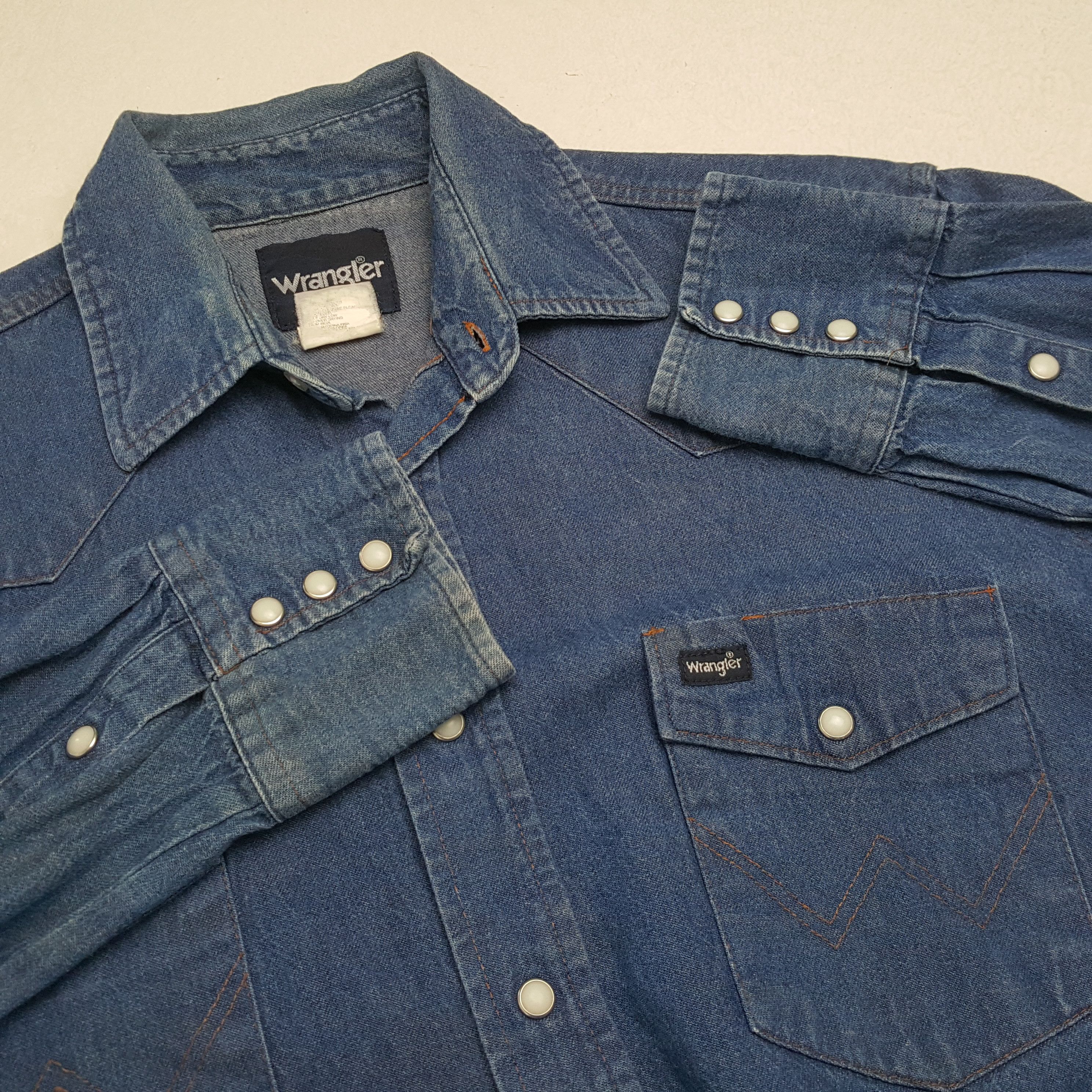 Vintage × Wrangler WRANGLER Classic Style Double Pocket Shirt Size US L / EU 52-54 / 3 - 7 Thumbnail