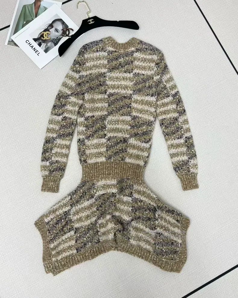 Chanel Chanel Forest series tweed irregular sweater dress Size XXS / US 00 / IT 34 - 4 Thumbnail