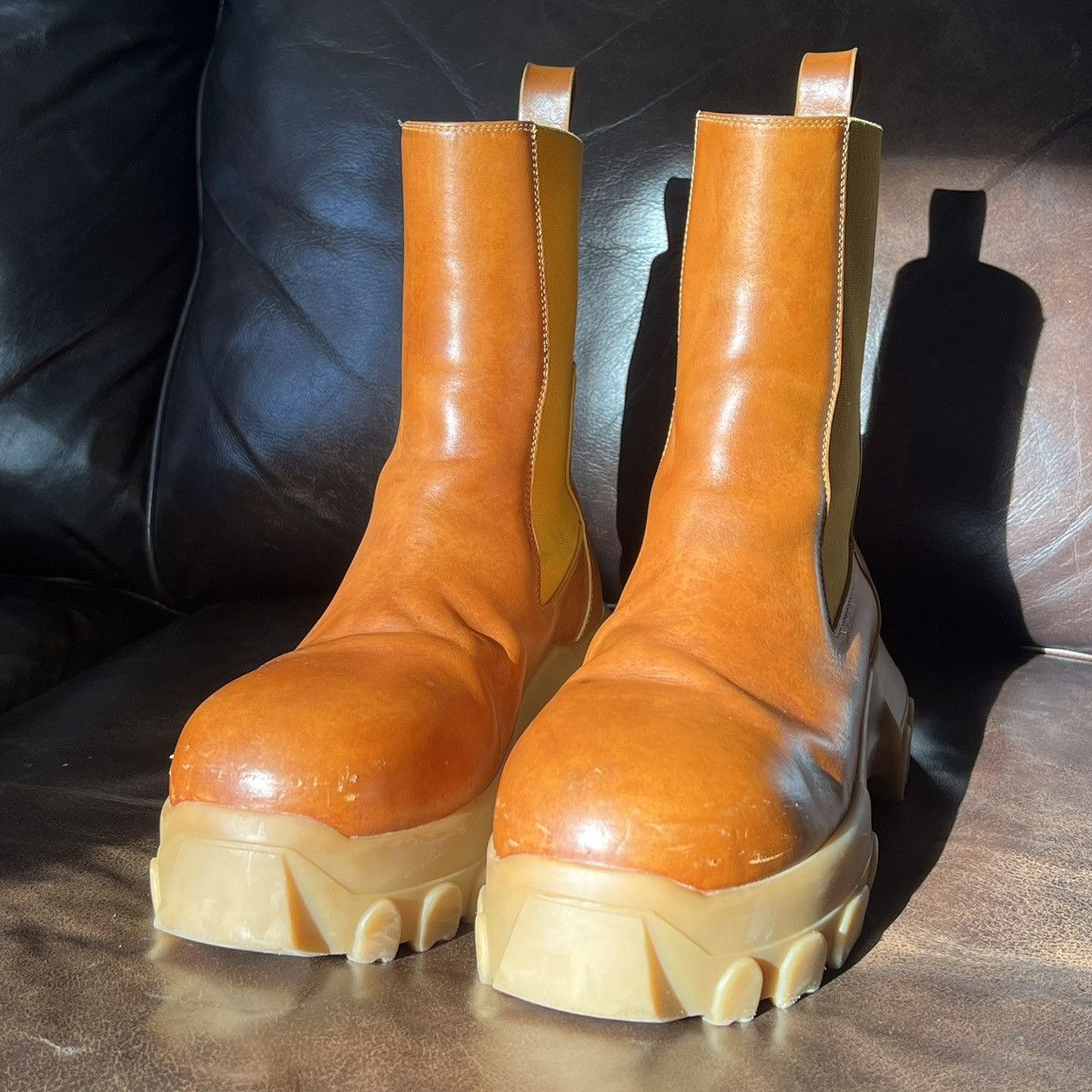 Rick Owens Rick Owens White Bozo Tractor Dunk Boots | Grailed