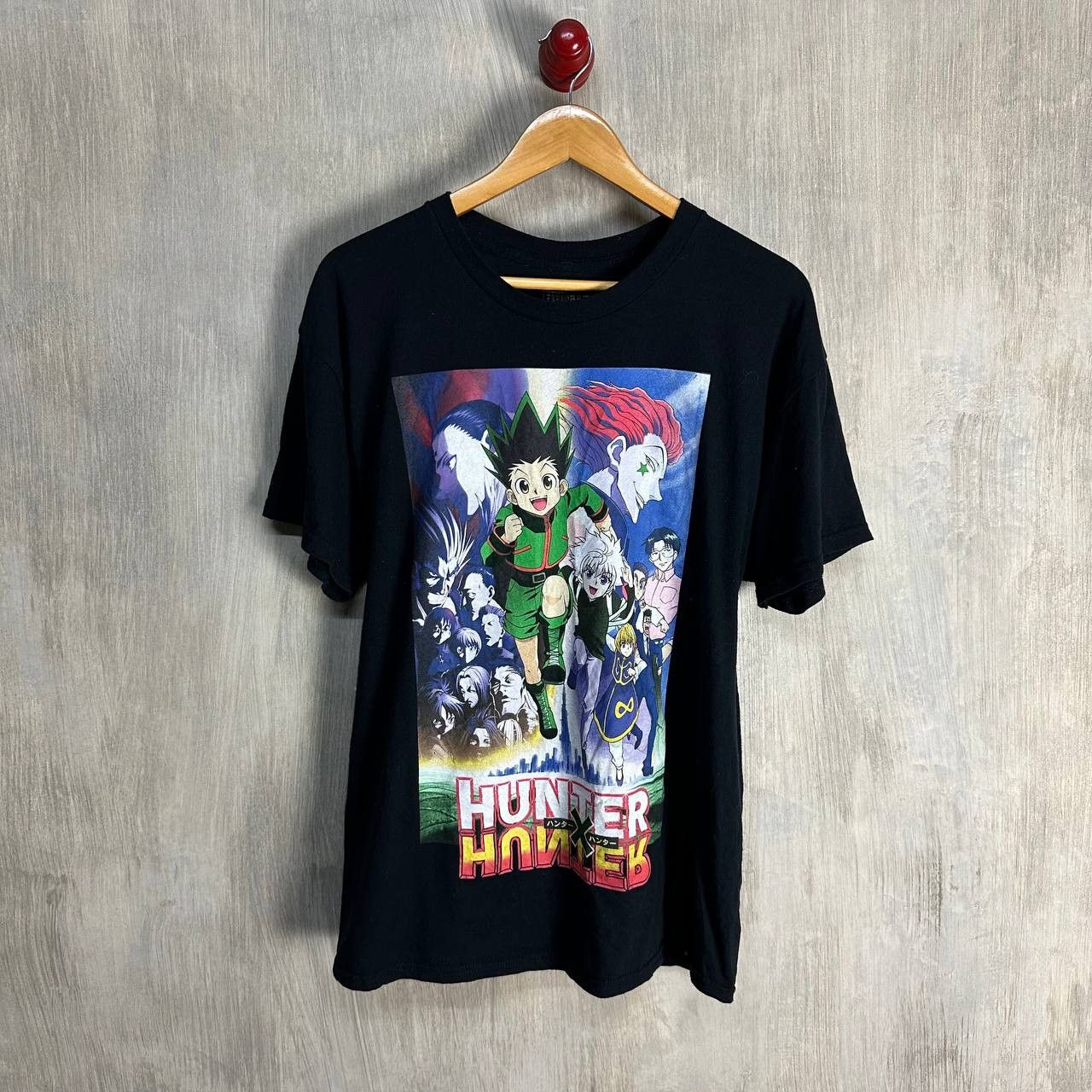 HUNTER HUNTER Anime Character Print T-shirt Men's XL size unclear black type Vintage Second Hand