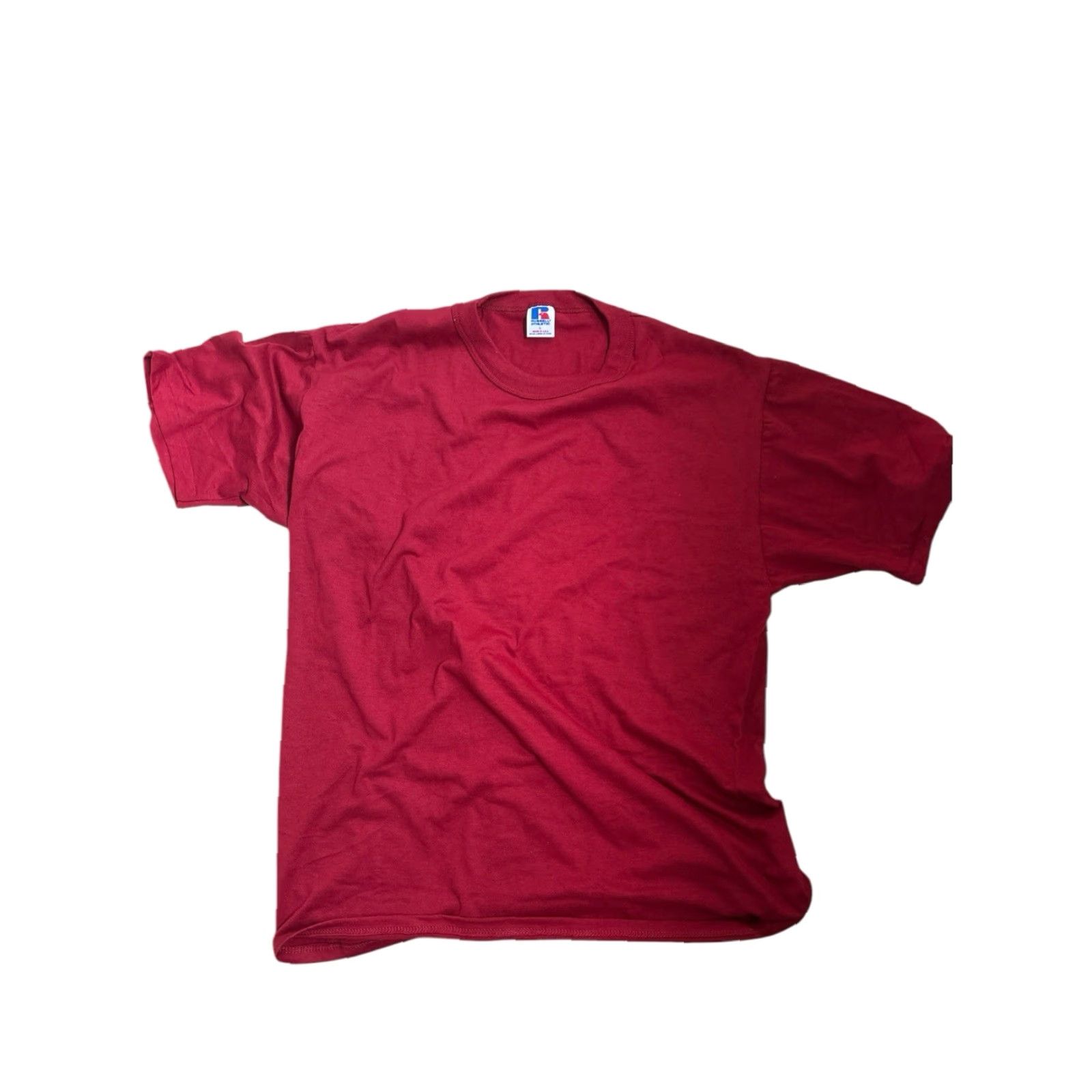 Russell Athletic VINTAGE Russell Athletic T-Shirt Mens L Crew Neck Cardinal Red 90s Deadstock NWOT Single Stitch Poly/Cotton 1990s Made in USA Size US L / EU 52-54 / 3 - 2 Thumbnail