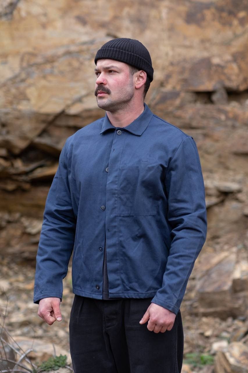 Le Laboureur × Vintage Heavyweight Cotton Workwear Jacket – Deep Navy – Utility Size US L / EU 52-54 / 3 - 1 Thumbnail