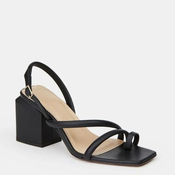 Lafayette 148 LAFAYETTE 148 Black Calfskin Leather Heeled City Sandals -38 Size US 8 / IT 38 - 2 Thumbnail