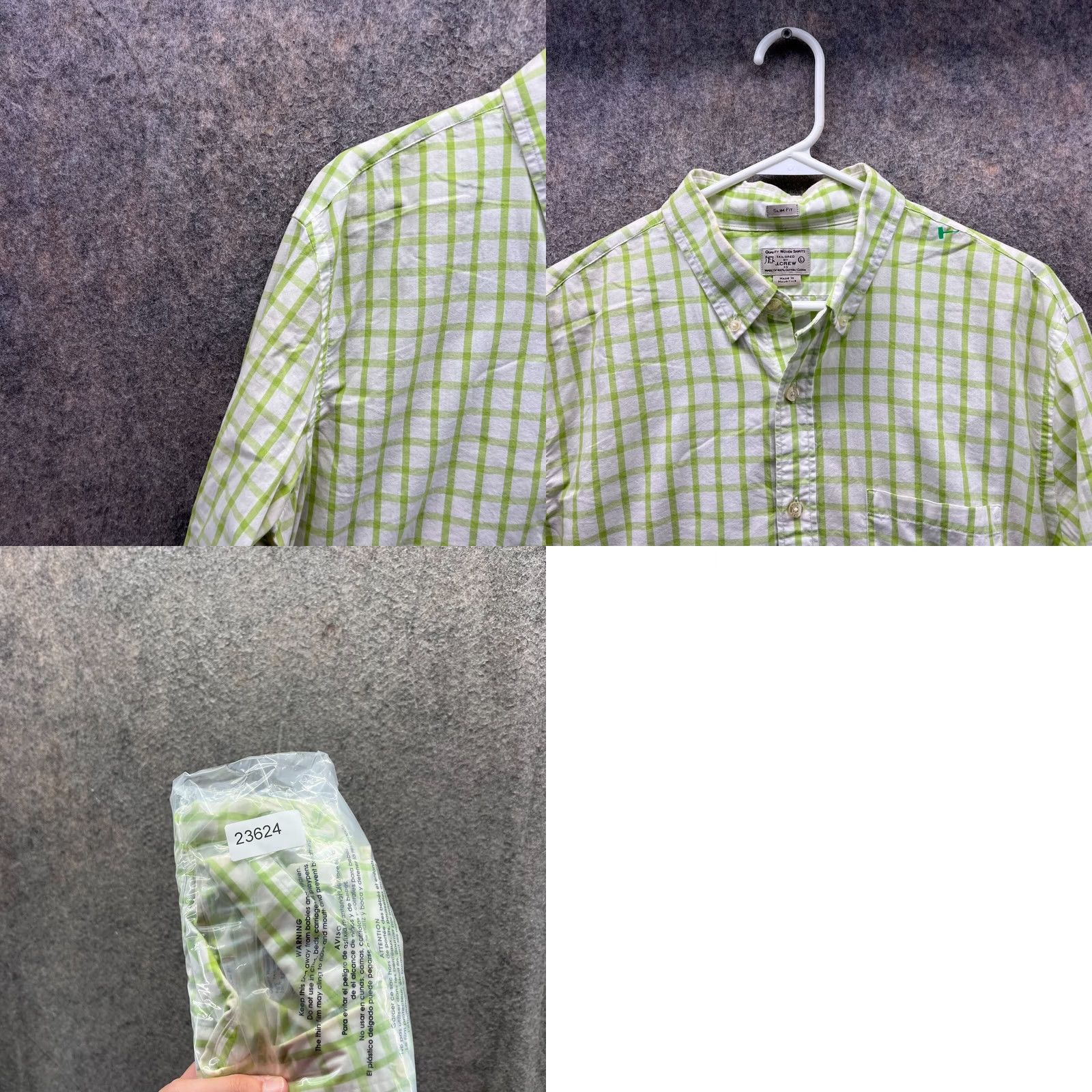 J.Crew J.CREW Shirt Men Large Green Check Button-Down Slim Vintage Casual Size US L / EU 52-54 / 3 - 8 Thumbnail