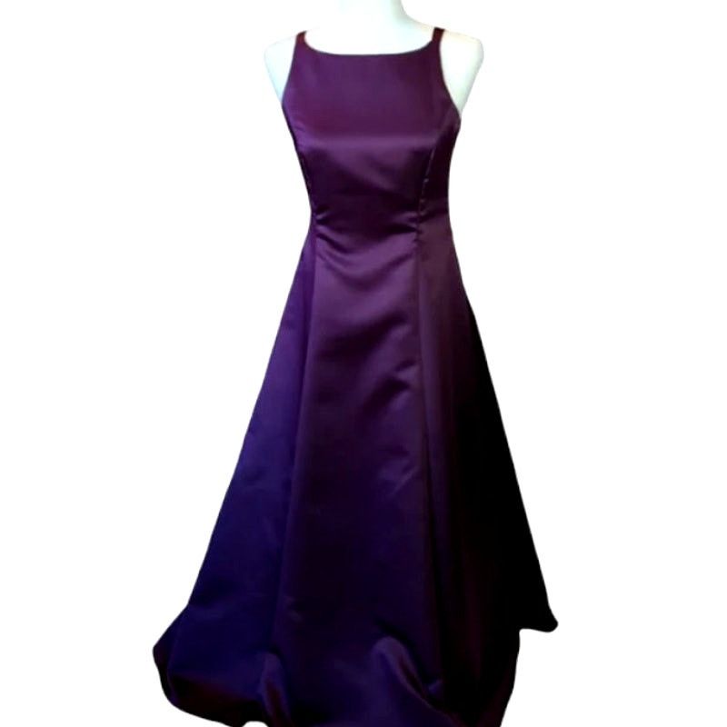 Image of Betsy & Adam Purple Satin Prom Dress Gown | Size 4, Women's