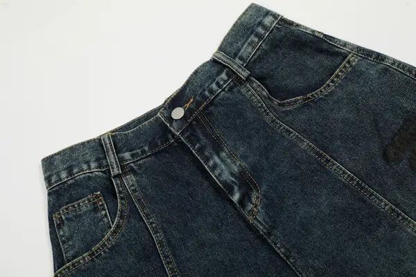 Vintage Retro punk washed men's letter print loose jeans Size US 32 / EU 48 - 3 Thumbnail